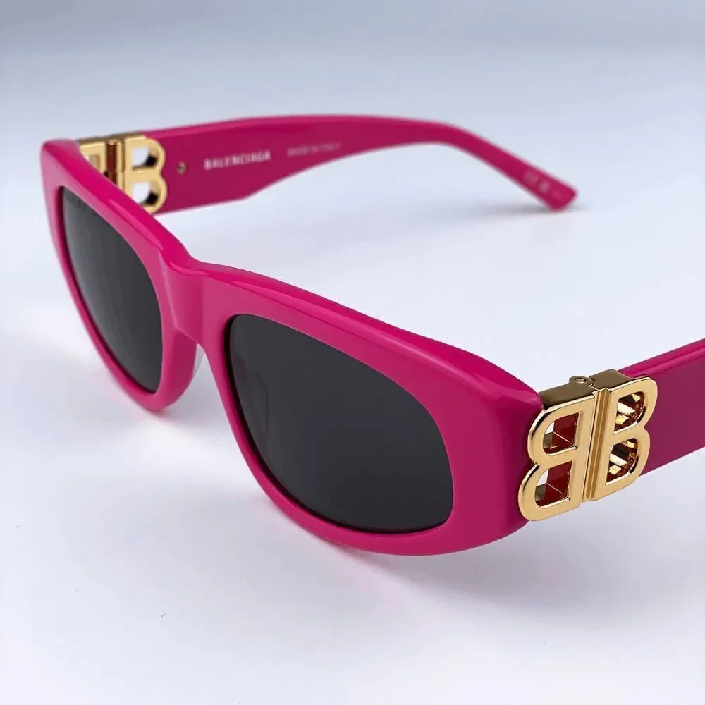 SALE! NEW Balenciaga BB0095S 006 Pink Gold Logo Grey Cat Eye Women Sunglasses